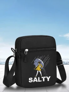 1pc/2pcs Salty Letter Design Printed Y2K Streetwear Baseball Cap With Detachable Umbrella & Crossbody Bag, Adjustable Unisex Hat & Shoulder Bag, Gift For Yourself And Friends - Multicolor - View 18