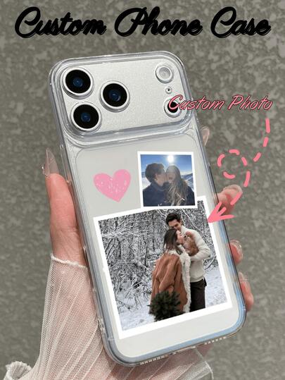 1pc Customized Photo & Name Phone Case, Personalized Photo, Name & Signature Design Transparent Phone Protective Cover, Compatible With Apple 17/17 Pro/17 Pro Max/17 Air, 16-11/Pro/Pro Max/Plus, S20-S25/Ultra/FE/Plus/Ultra