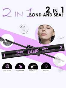 LUJITO 2In1 Eyelash Bond And Seal, Lash Remover, Applicator Tweezers, Spoolie Brushes, Waterproof Strong Hold Lash Extension Glue For Individual Cluster Lashes, DIY Eyelash Tools - Black - View 3
