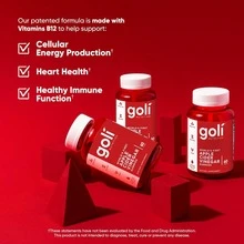 Goli® No Sugar Alcohols Zero Sugar Apple Cider Vinegar Gummy – Vitamin B12 Probiotics | 60 Count Vegan Keto Gluten-Free - Kẹo dẻo giấm táo không đường - Xem 5