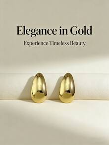 Stainless Steel Gold-Plated Ear Studs, Low Allergenic, Nickel-Free, Teardrop Ear Studs, Thick Gold Lady's Ear Studs, Fashion Declaration Geometric Texture Lightweight Anti-Allergy Ear Studs, Retro Jewelry Dance Party Gifts, Lady's Ear Studs, Fashionable Heavy And Unique Pendant Ear Studs, Lady's Gold Earring Set, Exquisite Gold-Plated Pendant Ear Studs, Anti-Allergy Ear Studs, Fashion Jewelry, Lady's Gifts, Party Gifts - Multicolor - View 4