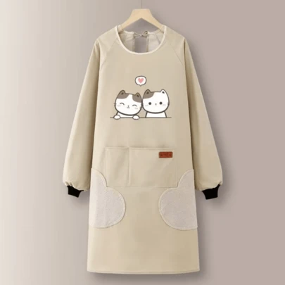 新款长袖围裙，防水防油，女士家用厨房工作服，男士西式工作服