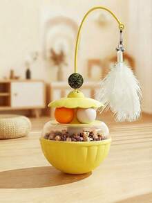 可调节慢食喂食器猫玩具 - 带旋转猫球和羽毛棒的互动式零食分配器，激发狩猎本能，缓解室内猫的无聊，为幼猫提供健康的运动和精神滋养。 - 彩色 - 查看 13