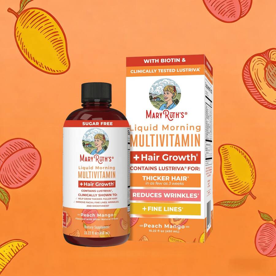 Mary-Ruth's Hair Growth Liquid Multivitamin – Biotin 10000mcg 40x More Soluble Clinically Tested Women's Thicker Hair Wrinkles 15.22 Fl Oz - Organics Liquid Multivitamin - 查看 1