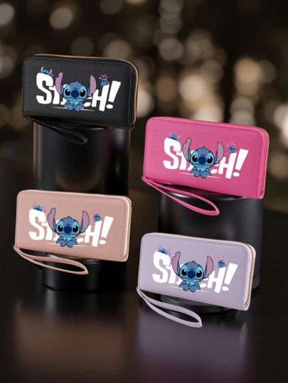 1pc Stitching Wallet - Large Capacity Long Wallet With Wrist Strap, Multiple Card Slots & Coin Pocket, Compact Travel Wallet For Women, Back To School Essential, Holiday Gift, Cute Wallet, Playful Design, Zipper Closure