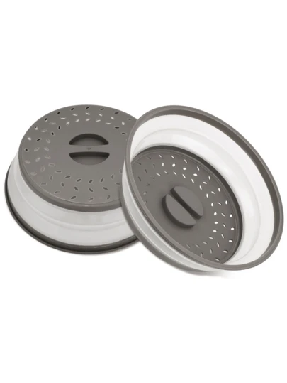 Upgrade Collapsible Microwave Lid (10.5 Inches) – Vented Folding Plate Cover. Acts As A Microwave Splatter Cover And Vegetable/Fruit Cleaning Basket, A Multi-Function Kitchen Tool For Easy Heating, Mess Prevention, And Produce Cleaning.