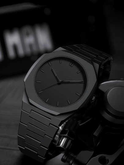 Black Round Men's Quartz Watch With Plastic Strap And Arabic Numeral Scale Suitable For Daily Wear Gifts And Gatherings