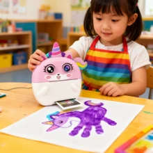 New Children's Instant Thermal Printing Camera With Dual Lens, Mini Cartoon Digital HD Video Camera - Pink Pony -  Camera - View 3