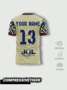1 Áo thi đấu tùy chỉnh màu kem "Jul" - Áo thun thể thao cá nhân hóa tên và số, kiểu dáng đặc trưng, làm từ vải co giãn thoáng khí, có thể thêm tên và số ở mặt sau, World Cup 2026, trận đấu Jul, quà tặng ngày Valentine mùa hè - Màu Khaki - Xem 2
