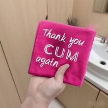 1pc 30*30cm Super Soft Embroidered Letter Funny Face Towel, Suitable As Gifts For Boyfriend, Honeymoon, Thanksgiving, Christmas, Valentine's Day, Partner's Birthday, Wedding Anniversary, White Elephant, Gag Gifts Bathroom Decor - Multicolor - View 5