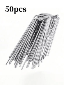 20/50pcs Galvanized Landscape Nails, Rust-Resistant Garden Stakes, U-Shaped Ground Pegs For Securing Barriers, Irrigation Pipes, Lawn, Landscape Fabrics, Multi-Purpose Flower Fixing Stakes, Gardening Tools - Bold - View 10