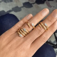 1枚多层镶钻戒指，适合女性日常佩戴，可作礼物 - 個性戒指 - 查看 2