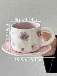 Bộ 1 tách và đĩa sứ vẽ tay hoa violet, tách và đĩa cà phê màu tím kiểu Pháp sang trọng, tách và đĩa trà chiều lãng mạn và nữ tính, thích hợp cho nhà hàng, phòng khách, quán cà phê, tiệc tùng và làm quà tặng. - Nhiều màu - Xem 2