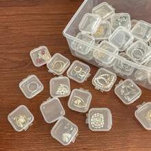 10个装迷你首饰收纳盒，尺寸为1.37 x 1.37 x 0.7英寸，透明塑料材质，适用于耳环、小手链及其他饰品（100个装） - 透明 - 查看 6