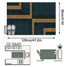 1 pieza Alfombra/Tapete de área geométrica minimalista moderna - Rayas abstractas azul y dorado, adecuada para pasillo, baño, cocina, entrada, dormitorio, sala de estar, suave y lavable, decoración del hogar - Multicolor - Ver 16