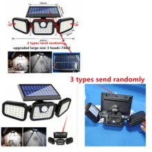 Lampu Sorot Sensor Gerak Bertenaga Surya LED 74/100, 3 Kepala Lampu Keamanan, Bertenaga Surya, Cocok untuk Garasi, Pintu Masuk Halaman, Teras, Tahan Air IP65 - Hitam - View 10