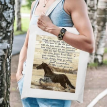 Horse Canvas Bag The Ride Goes Inspirational Retro Decor Ation Gifts For Horse Lovers On Cowgirl Home Bedroom Living Room - White - View 5
