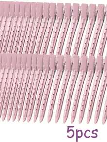 20pcs/10pcs/5pcs Women's Pink Alloy High-Quality Metal Asymmetrical Hollow Hair Clips, 8.8cm/3.46in, Simple Design, Sweet & Elegant, Princess Style, Vintage Palace Style, Casual Street Style, Minimalist, Suitable For Women's Daily Hair Styling, Decoration, Makeup, Commuting, Vacation, Travel, School, College, Party, Festival, Gift - Baby Pink - View 7