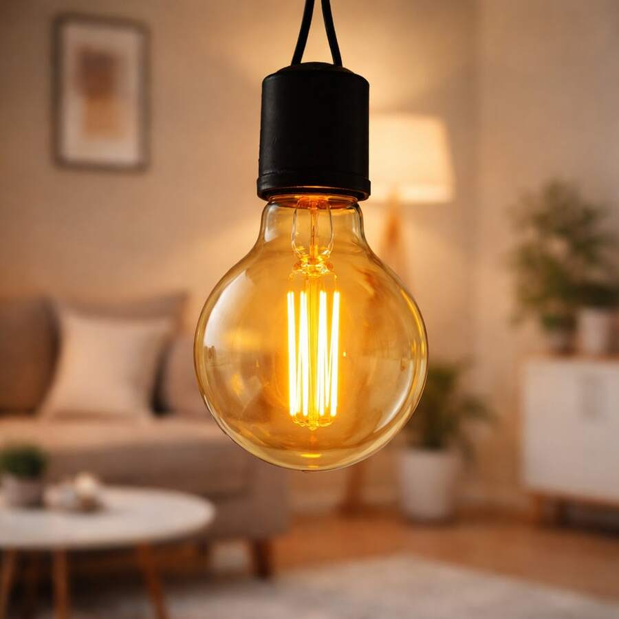 ILUMIFON Lâmpada Filamento LED G80 4W E27 LUZ BRANCO QUENTE Âmbar Retrô Vintage 110V~220V | Bivolt - Amarelo - Visão 1