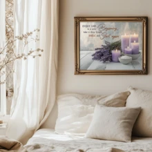 1 pieza Decoración de arte de estilo morado lavanda para pared de baño, pintura de decoración del hogar moderna adecuada para sala de estar, dormitorio, baño, habitación de niña, arte de pared con cita inspiradora - Multicolor - Ver 7