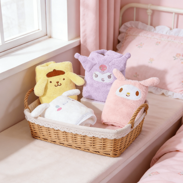 Miniso Sanrio Kuromi Coral Fleece Towel Bathroom Face Towel Strong Absorbent Soft Non-Shedding Adult Towel Thickened