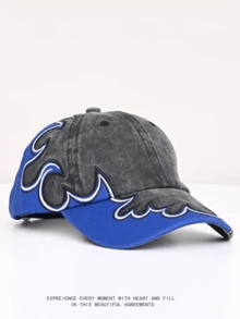 Retro American Flame Embroidery Baseball Cap, Unisex Wide Brim Streetwear Hip Hop Snapback For Spring & Autumn - A - View 4