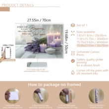 1 pieza Decoración de arte de estilo morado lavanda para pared de baño, pintura de decoración del hogar moderna adecuada para sala de estar, dormitorio, baño, habitación de niña, arte de pared con cita inspiradora - Multicolor - Ver 16