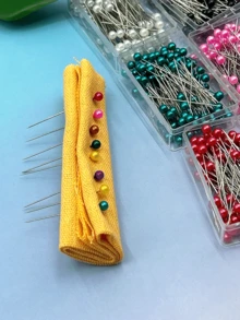 100pcs Colorful Faux Pearl Round Head Pins, Boxed For Convenient Storage, 1.5 Inch Long, Straight And Sharp Needle Body, Easy To Handle And High Visibility, Widely Used For Garment Sewing, Quilting, Patchwork, Fabric DIY Crafts, Essential Basic Fixing Supplies For Sewing And Quilting - Pearl Needles, 100 Pieces Per Box - View 8