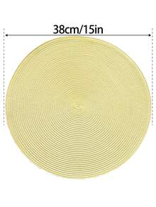 30/38cm 淡黃色塑膠手工編織餐墊、12cm 杯墊，圓形編織餐墊，耐熱裝飾餐墊，多色可選，防皺桌墊，適用生日、聖誕節、萬聖節 - 鵝黃色 - 查看 15