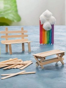 100根手工木制工艺棒，天然木制冰棒棍，未加工竹棒，DIY手工棒，工艺项目，压舌板棒棒糖DIY艺术棒 - A - 查看 4