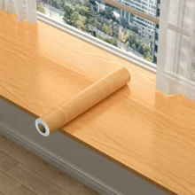 1 Roll Orange Wood Grain Self-Adhesive Wallpaper, PVC Peel And Stick Wallpaper, Thick Waterproof Easy To Apply And Remove, Suitable For Bedroom, Living Room, Ceiling, Countertop, Cabinet, Furniture And Home Renovation, Easy To Cut And Install - Orange Wood Grain - View 3