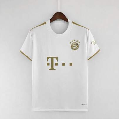 Camisa  De Munique Away 22/23 Torcedor Masculina -Branca E Dourada