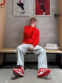 Nike Dri-Fit Pacer 纯色印花半拉链高领长袖插肩复古T恤，红色 - 紅色 - 查看 6