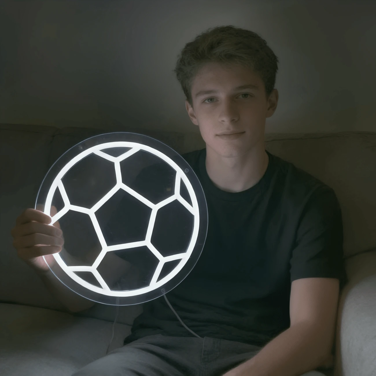 1pc Football Neon Light, Indoor Illuminated Light Panel, 5V With Switch Control Dimmable, USB Powered - Football - View 1