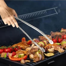2件套可旋转不锈钢热狗钳、烧烤食品夹、肉类夹、牛排钳套装 - 銀色2件裝 - 查看 5