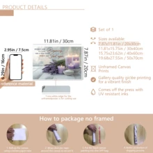 1 pieza Decoración de arte de estilo morado lavanda para pared de baño, pintura de decoración del hogar moderna adecuada para sala de estar, dormitorio, baño, habitación de niña, arte de pared con cita inspiradora - Multicolor - Ver 20