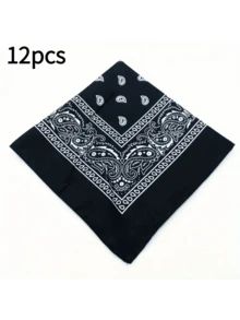 1/2/3 件装棉质佩斯利花纹头巾/口罩/头巾/头饰 - 彩色 - 查看 14