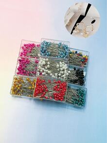 100pcs Colorful Faux Pearl Round Head Pins, Boxed For Convenient Storage, 1.5 Inch Long, Straight And Sharp Needle Body, Easy To Handle And High Visibility, Widely Used For Garment Sewing, Quilting, Patchwork, Fabric DIY Crafts, Essential Basic Fixing Supplies For Sewing And Quilting - Pearl Needles, 100 Pieces Per Box - View 3