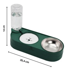 Durable Plastic Construction, Dog Water Dispenser, Dry/Wet Separation, Pink/Green - 500ml - View 2