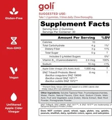 Goli® No Sugar Alcohols Zero Sugar Apple Cider Vinegar Gummy – Vitamin B12 Probiotics | 60 Count Vegan Keto Gluten-Free - Kẹo dẻo giấm táo không đường - Xem 4