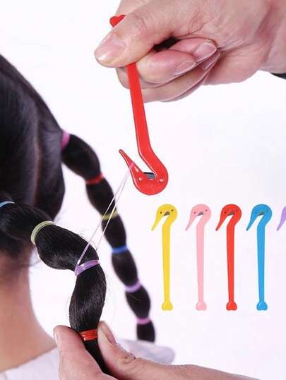 Juego de cortador de ligas para el cabello, cortador de elástico sin daños y gancho con mango codificado por color, agarre ergonómico, herramienta profesional para peluquería en el hogar para trenzas, moños, coletas en cabello seco y húmedo