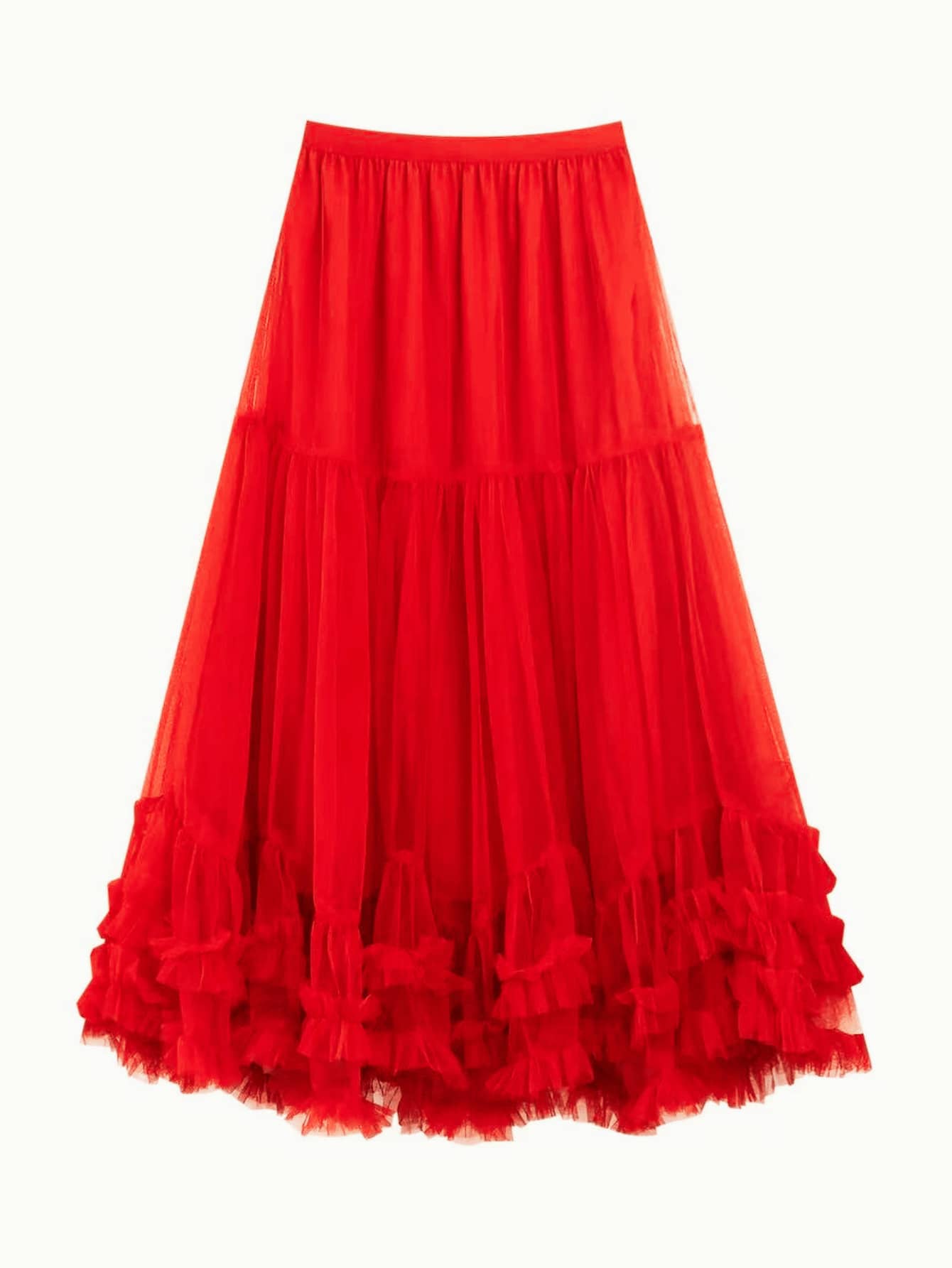 Women's Princess Skirt Made Of Tulle With Double Tulle And Has An Elegant Lining For Your Look - 紅色 - 查看 1