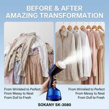 SOKANY 3080 Portable Household Steam Ironing Brush, Mini Handheld Garment Steamer - Royal Blue - View 7