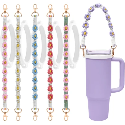 2pcs Water Bottle Accessories Set, Including 1 Portable Bottle Sleeve And 1 Faux Pearl Strap Handle - Fits Most 8-40oz Bottles, Made Of Silicone, Waterproof, Non-Slip, Soft & Foldable, Reusable, Heat & Cold Resistant, Best Companion For Coffee Cups