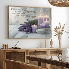 1 pieza Decoración de arte de estilo morado lavanda para pared de baño, pintura de decoración del hogar moderna adecuada para sala de estar, dormitorio, baño, habitación de niña, arte de pared con cita inspiradora - Multicolor - Ver 11