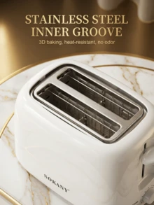 SOKANY Pemanggang Roti Listrik Dua Bagian, Slot Ultra Lebar - Bahan Stainless Steel, Dengan 6 Pengaturan Suhu Pemanggangan, Desain Ringkas 700 Watt, Baki Ampas yang Dapat Dilepas dan Tombol Batal, Otomatis Mengangkat dan Mudah Dibersihkan, Cocok untuk Asrama - Steker Tipe AS A (110-127V) - View 3