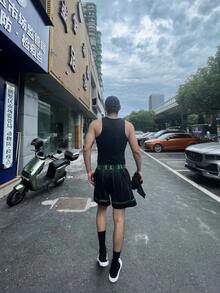 Nike 复古字母印花休闲速干柔软舒适无袖背心，黑色 - 黑色 - 查看 8