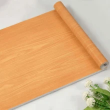 1 Roll Orange Wood Grain Self-Adhesive Wallpaper, PVC Peel And Stick Wallpaper, Thick Waterproof Easy To Apply And Remove, Suitable For Bedroom, Living Room, Ceiling, Countertop, Cabinet, Furniture And Home Renovation, Easy To Cut And Install - Orange Wood Grain - View 8