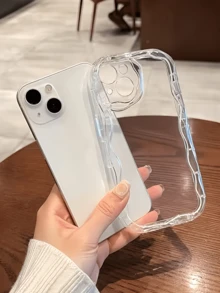 1pc Transparent Cream Texture Simple Full Coverage TPU Shockproof Phone Case Compatible With Apple 17, 16, 15, 14, 13, 12, 11 Pro Max, Air - Clear - View 2