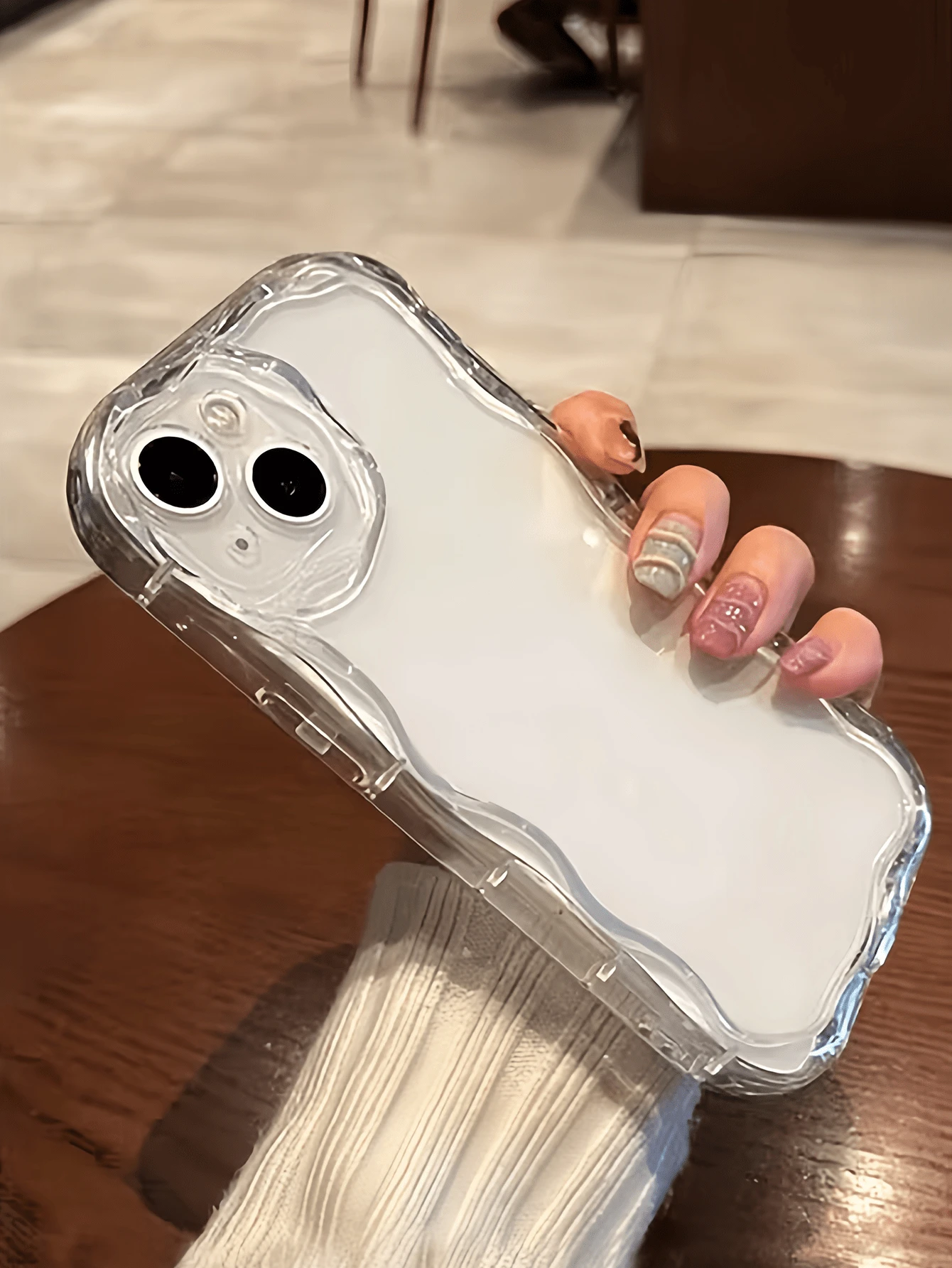 1pc Transparent Cream Texture Simple Full Coverage TPU Shockproof Phone Case Compatible With Apple 17, 16, 15, 14, 13, 12, 11 Pro Max, Air - Clear - View 1